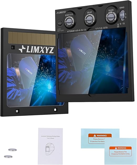 LIMXYZ Auto Darkening Welding Lens True Color 5.24x4.49 with 4 Arc Sensors