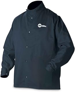Welding Jacket, Navy, Cotton/Nylon, L