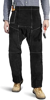 LeaSeek Leather Welding Pants, Heat & Flame Resistant Safety Leg Protection