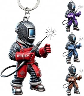 Personalized Welder Custom Name Keychain, Acrylic Welding Keychain for Men
