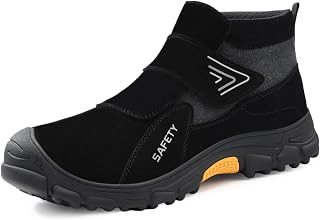 GLANOUDUN Spark Resistant Welding Shoes, Mid-Top Hook & Loop