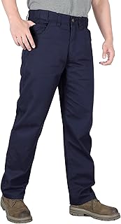 BOCOMAL FR Pants for Men Classic 5 Pockets Relaxed Fit Work Jeans