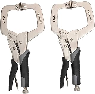 Amazon Basics Adjustable Metal Face Clamps for Woodworking, Welding, or Repairs, 3-inch Jaw Reach, 2-Pack, Black/Silver