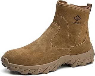DINGGU Steel Toe Welding Work Boots, 100% Leather Slip-On