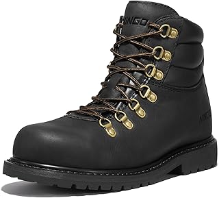 NINGO Crazy Horse Leather Steel Toe Boots, Goodyear Welt, Water Resistant