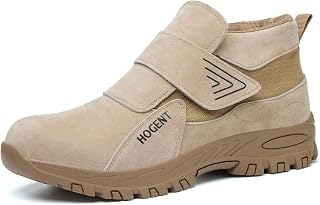 Hogent Welding Work Boots for Men Women, Wide Steel Toe Shoes