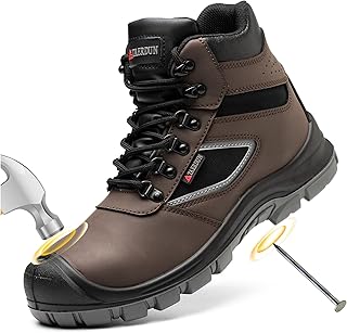TAERDUN Steel Toe Lace-Up Work Boots, Waterproof Welding Shoes