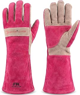 AOUCHI Leather Welding & Gardening Gloves for Women– Pink Heat-Resistant