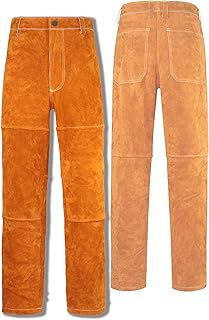 Heavy Duty Leather Welding Pants Heat Resistant Work Trousers