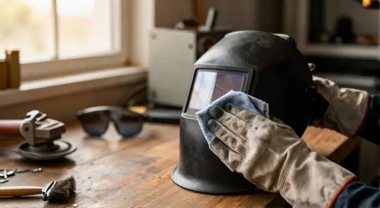 how to clean welding helmet lens